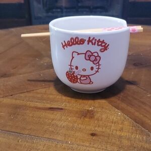Hello Kitty Ceramic Bowl with Chopsticks